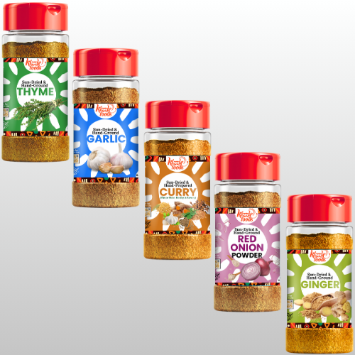 Barbeque & Grilling (Mild & Savory): Garlic, Red-Onion Powder, Thyme, Curry, Ginger