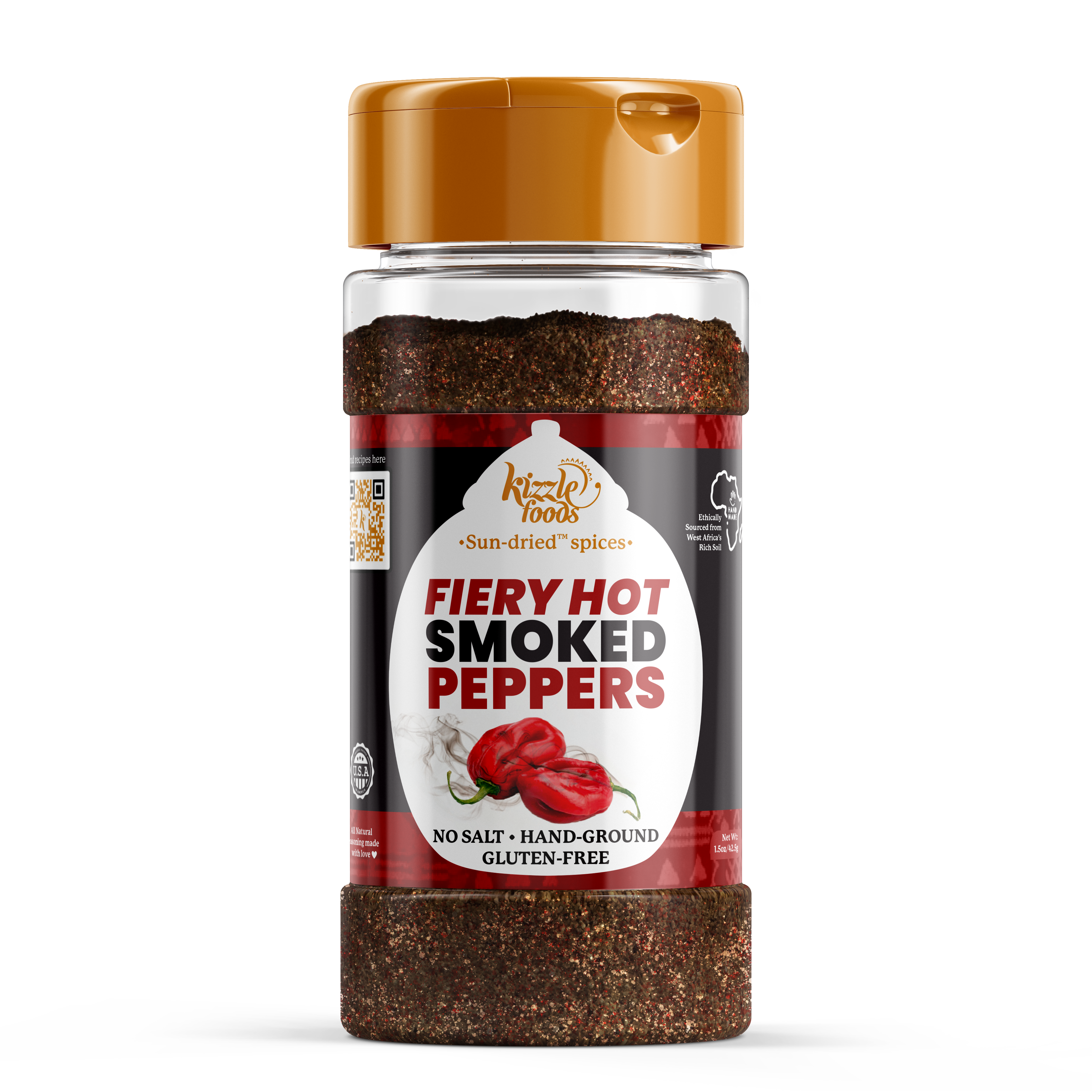 KizzleFoods Fiery Hot, Smoked Pepper, 1.5 oz