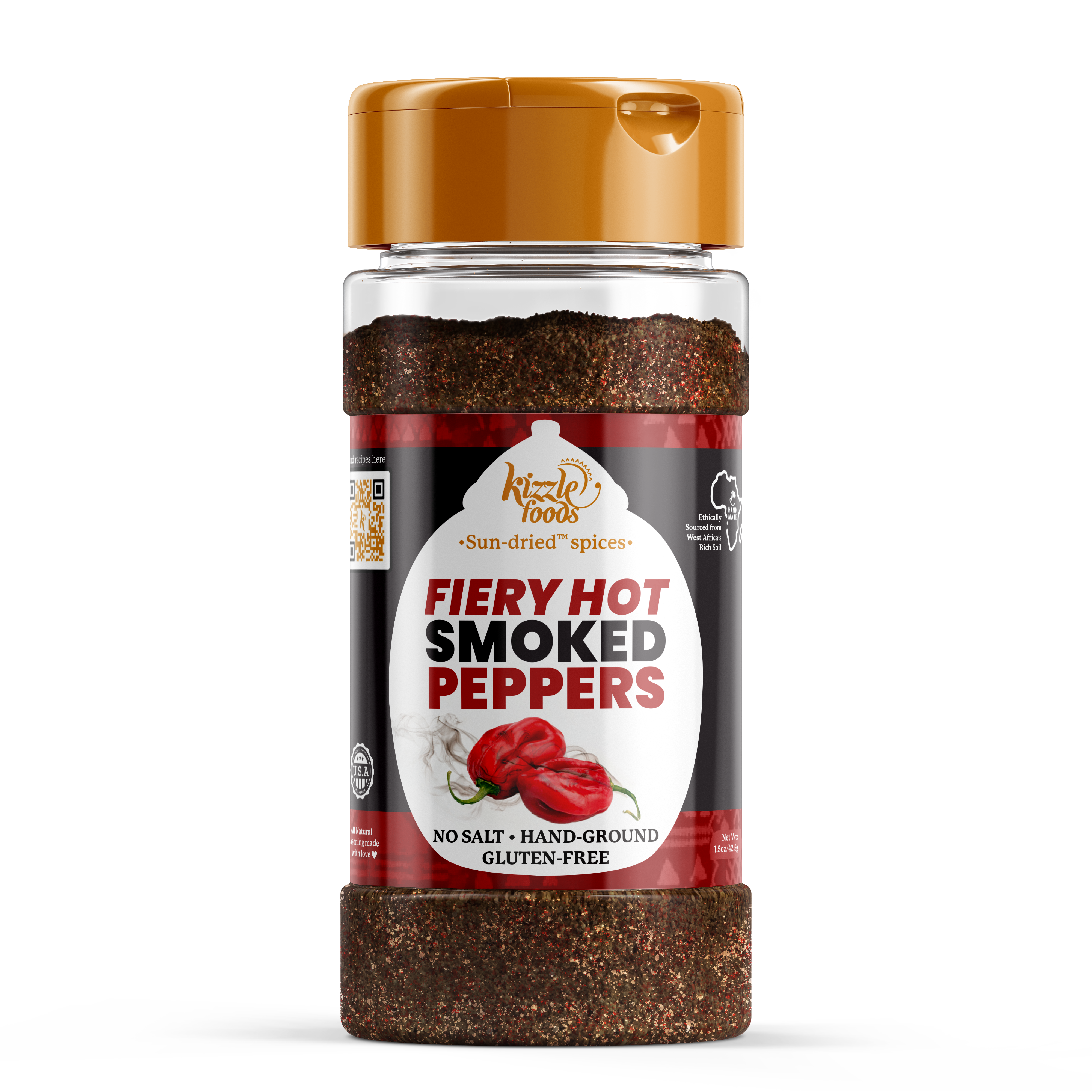 KizzleFoods Fiery HOT, Smoked Peppers 3.45 oz