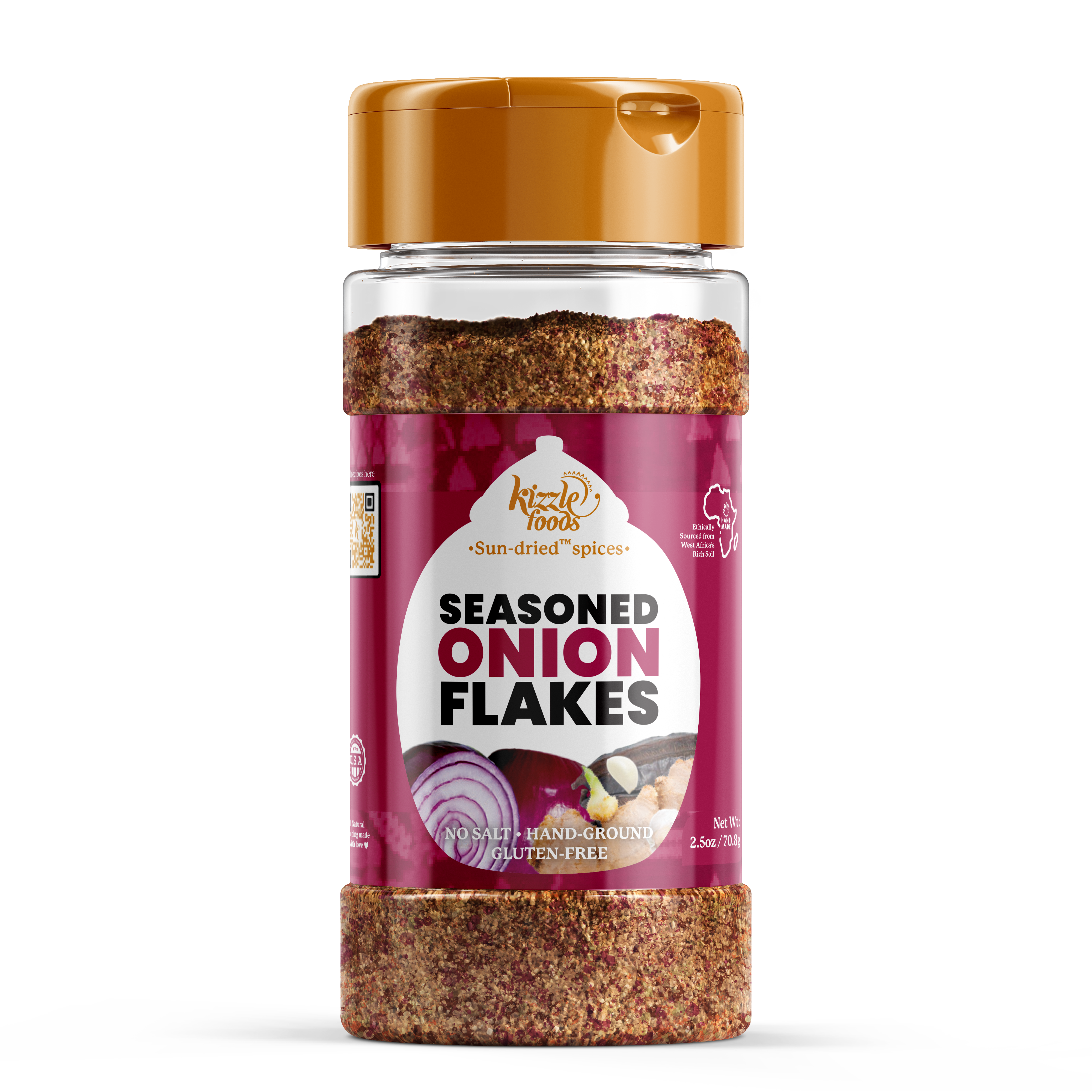 KizzleFoods Seasoned Onion Flakes, 2.5 oz