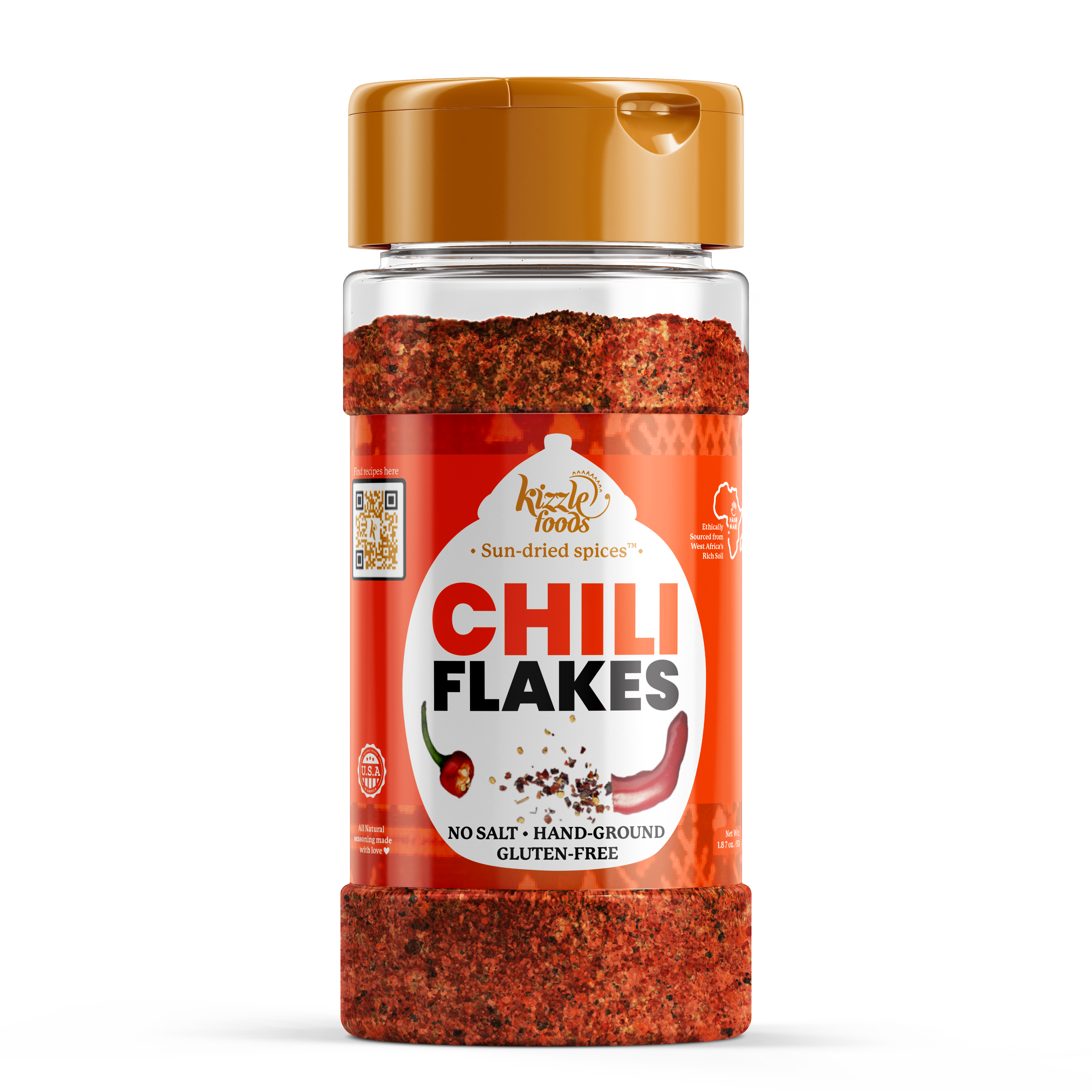 KizzleFoods Chili Flakes, 1.87 oz