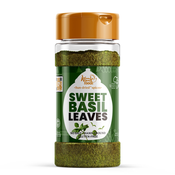 KizzleFoods Sweet Basil Leaves (Cut, Sorted, & Ground), 1 oz