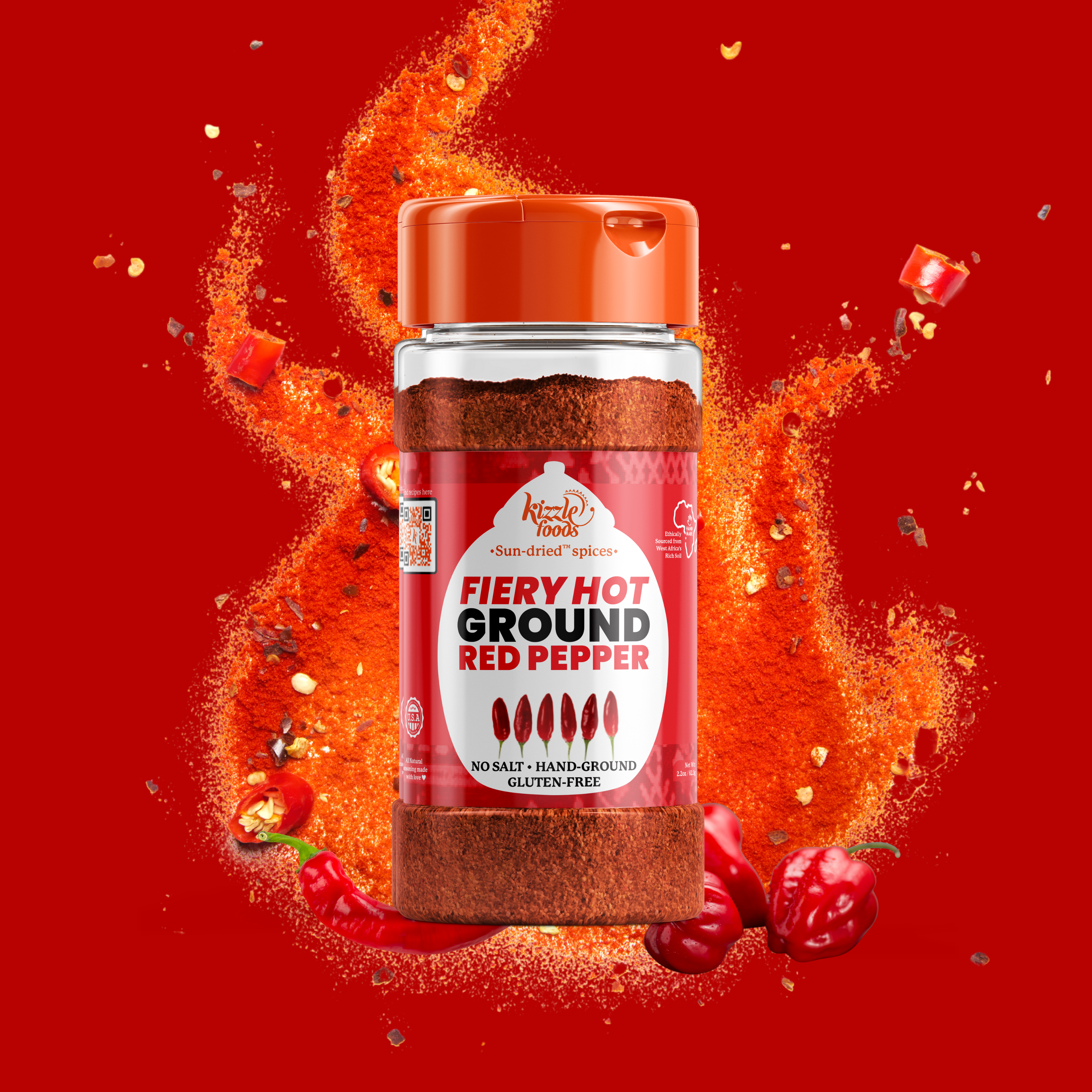 KizzleFoods Fiery HOT, Ground Red Pepper, 1.5 oz