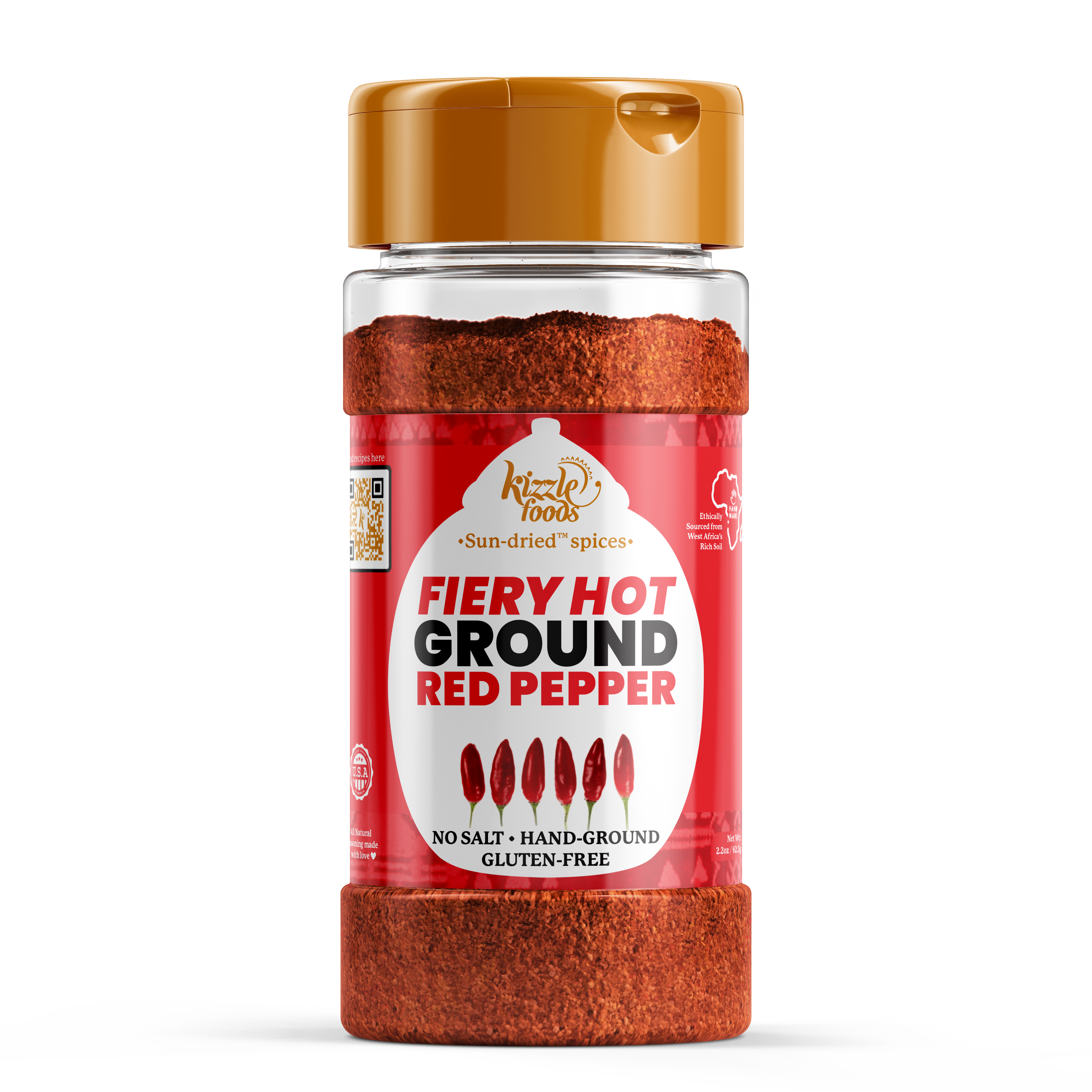 KizzleFoods Fiery HOT, Ground Red Pepper, 2.2 oz