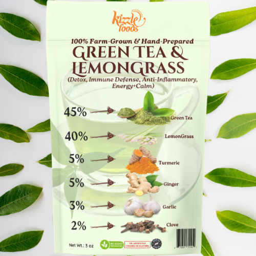 KizzleFoods Green Tea & LemonGrass Tea Blend, 2.5oz